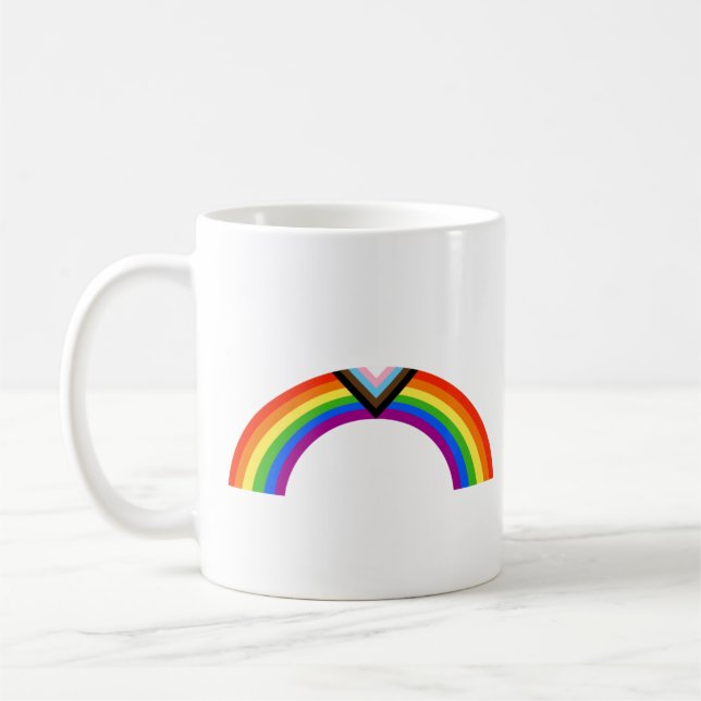Regenbogenbogen des Progress Pride Kaffeetasse (Links)