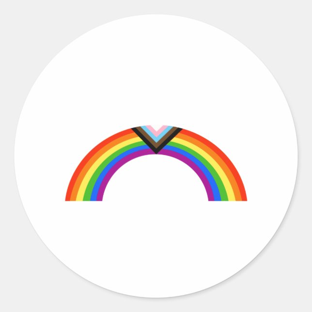Regenbogenbogen des Progress Pride Runder Aufkleber (Vorderseite)