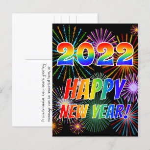Regenbogenbriefe "2022" + "GLÜCKLICHES NEUES JAHR! Postkarte