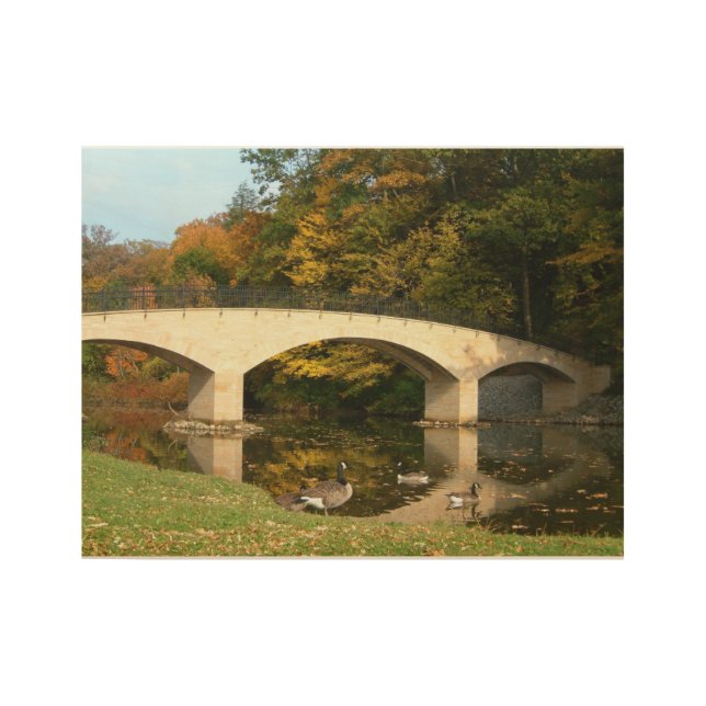 Regenbogenbrücke im Herbst an der Grove City Uni Holzposter (Vorderseite)