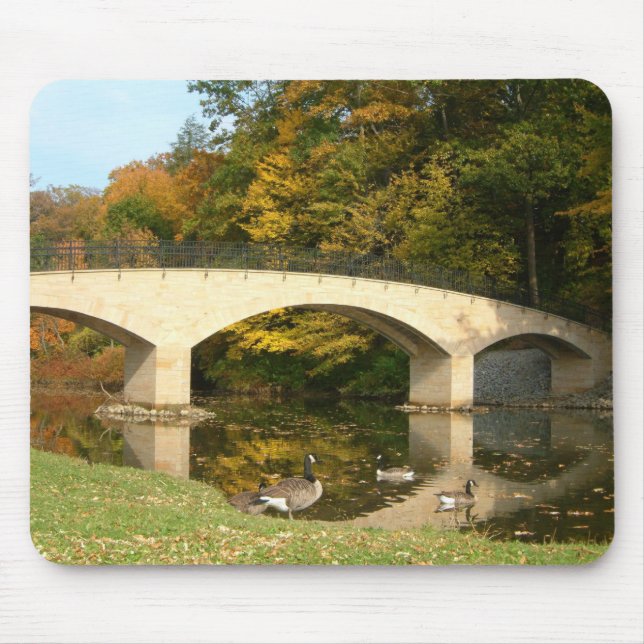 Regenbogenbrücke im Herbst an der Grove City Uni Mousepad (Vorne)