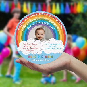 Regenbogenbrücke über den Wolken Erster Geburtstag Dankeskarte