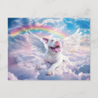 Regenbogenbrücke, weißer Hund im Himmel