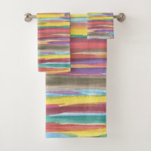 Regenbogenbrushstrokes-Bad-Tuch-Set