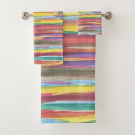 Regenbogenbrushstrokes-Bad-Tuch-Set Badhandtuch Set