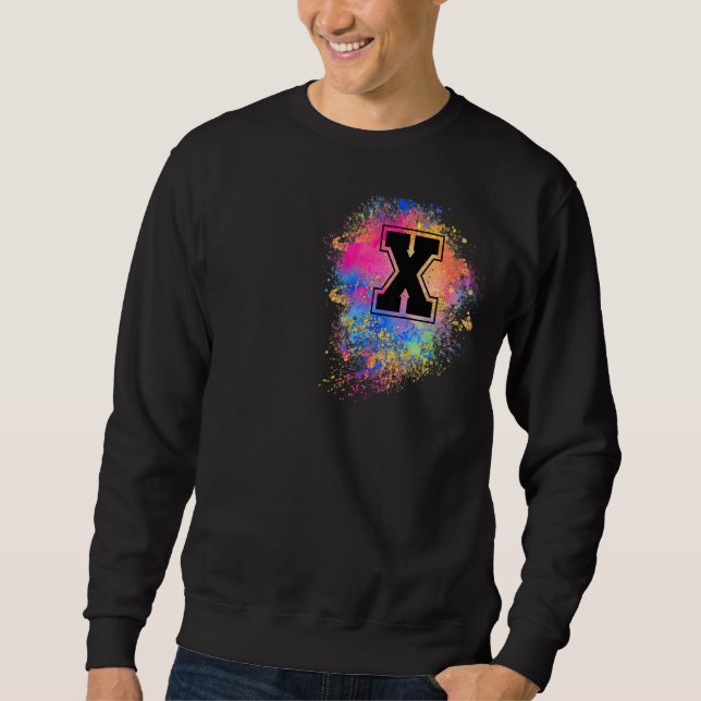 Regenbogenbuchstabe X Erstmaliges Mit Monogramm Ro Sweatshirt (Vorderseite)