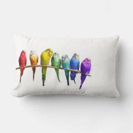 REGENBOGENBUDGERIGARS weißes Kissen-Kissen Lendenkissen