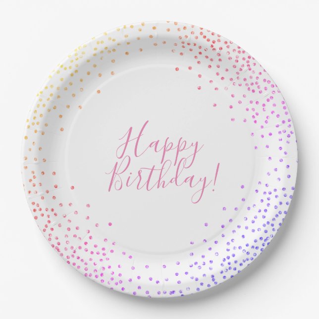 Regenbogenconfetti-alles- Gute zum Pappteller (Vorderseite)