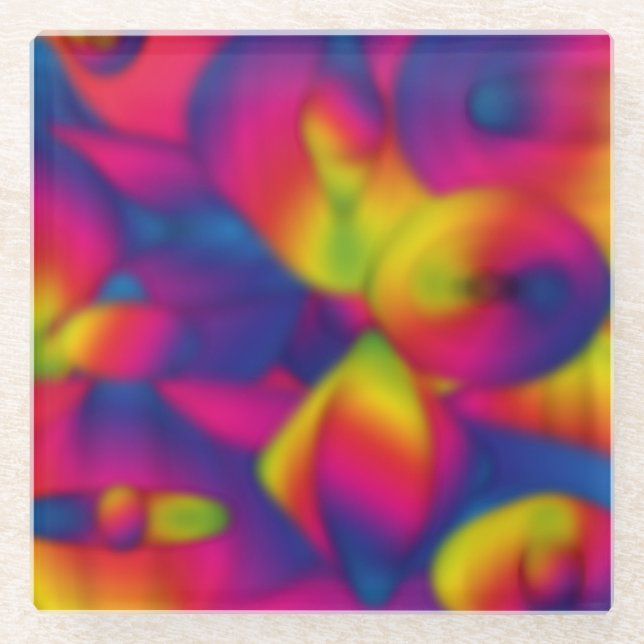 Regenbogendesign Glasuntersetzer (Vorderseite)