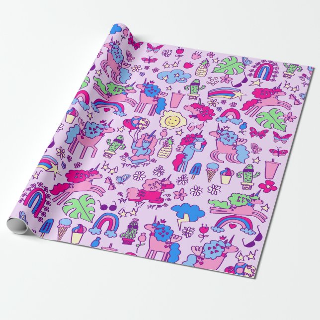 Regenbogendoodell Geschenkpapier (Ungerollt)