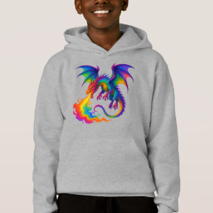 Regenbogendrache atmen farbenfrohe Flammenfantasy Hoodie