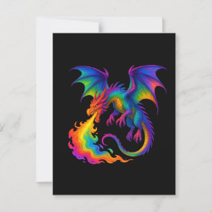 Regenbogendrache atmen farbenfrohe Flammenfantasy Postkarte