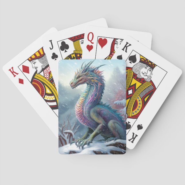 Regenbogendrache in der Schneefantasiekunst Spielkarten (Rückseite)