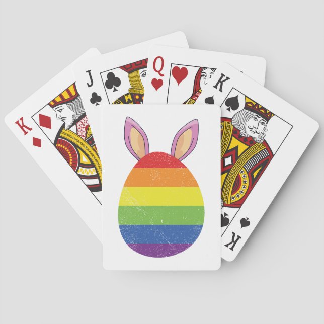 Regenbogeneier Niedliche Osterohren Gay Pride Flag Spielkarten (Rückseite)