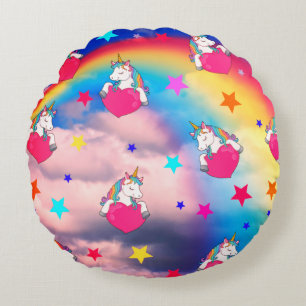 Regenbogeneisen in den Wolken Rundkissen Rundes Kissen