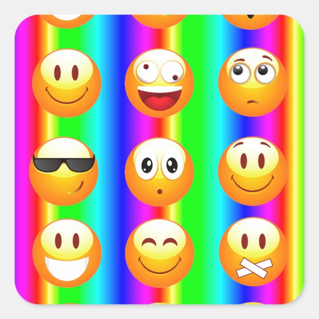Regenbogenemoji Quadratischer Aufkleber (Vorderseite)