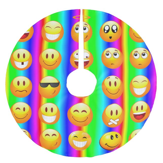 Regenbogenemoji Weihnachtsbaumrock Polyester Weihnachtsbaumdecke (Vorderseite)