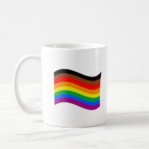 Regenbogenfahne Philly Pride schwenkend Kaffeetasse