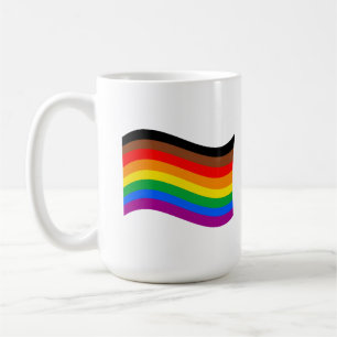 Regenbogenfahne Philly Pride schwenkend Kaffeetasse