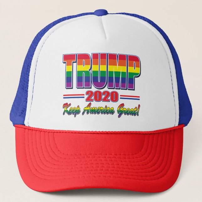 Regenbogenfahne-Trump-Behalten-Amerika-Groß Truckerkappe (Vorderseite)