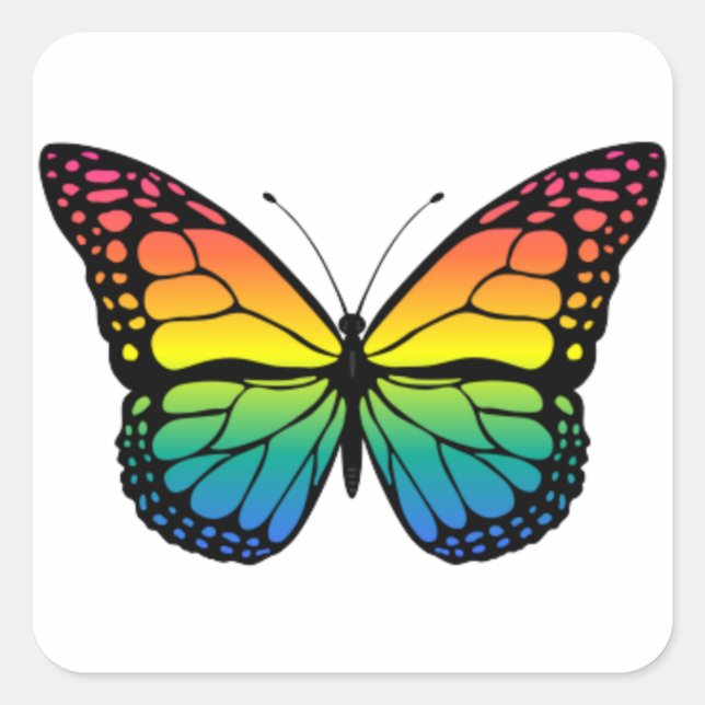 Regenbogenfalter Quadratischer Aufkleber (Vorderseite)