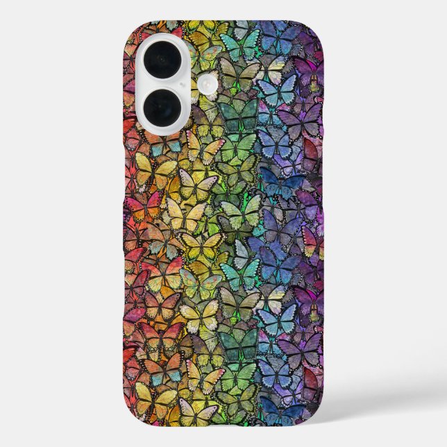 Regenbogenfantasy-Schmetterlinge iPhone 16 Hülle (Rückseite)