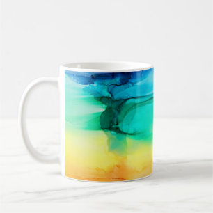 Regenbogenfarben, abstrakter Acrylmix. Kaffeetasse