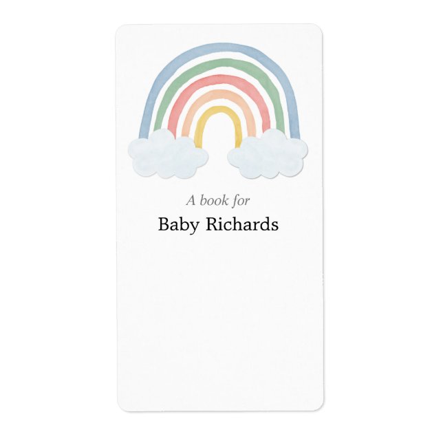 Regenbogenfarben Babyduschbücher-Aufkleber (Vorne)