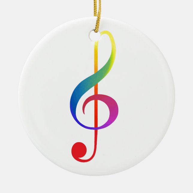 Regenbogenfarben des dreifachen Clef Keramik Ornament (Vorne)