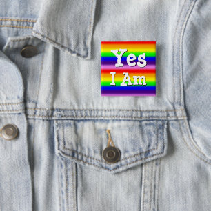 Regenbogenfarben dünne Streifen Schwule Pride Ja I Button