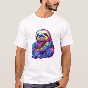 Regenbogenfarben Faultier Art Longsleeve T-Shirt