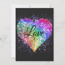 Regenbogenfarben funkelnde Glitzer Herz Liebe