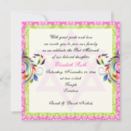 Regenbogenfarben geblüht & Stern von David Damask Einladung