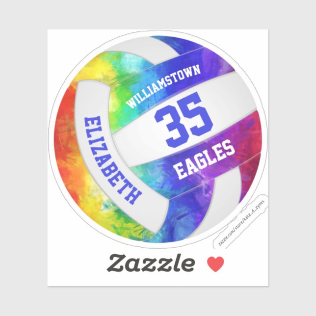Regenbogenfarben mädchenhaft volleyball-Mannschaft Aufkleber (Blatt)