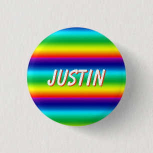 Regenbogenfarben personalisierter PRIDE-Namensschi Button