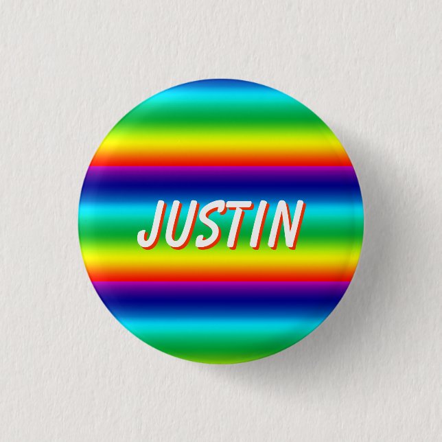 Regenbogenfarben personalisierter PRIDE-Namensschi Button (Vorderseite)