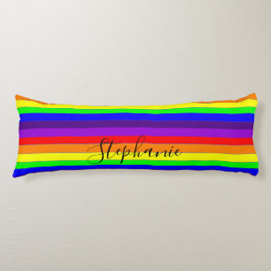 Regenbogenfarben Streifen Linien Abstract Monogram Seitenschläferkissen