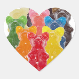 Regenbogenfarben Süßwarenliebhaber Herz-Aufkleber