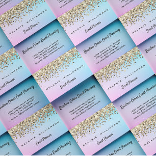Regenbogenfarben und Glitzer-Event-Planner Visitenkarte