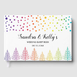 Regenbogenfarben und Konfetti LGBT Hochzeit Gästebuch