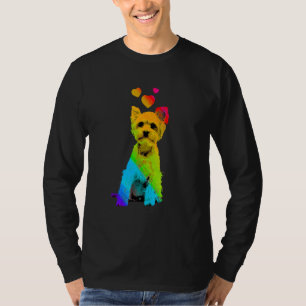 Regenbogenfarben Yorkshire Terrier mit Herzen Bunt T-Shirt