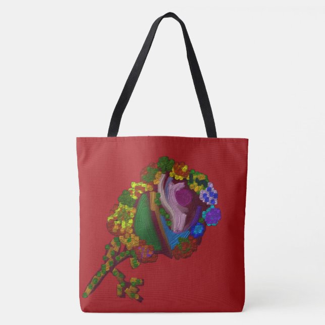 Regenbogenfarbene Blumen Tasche (Vorderseite)