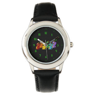 Regenbogenfarbene Drachen Cartoon Armbanduhr