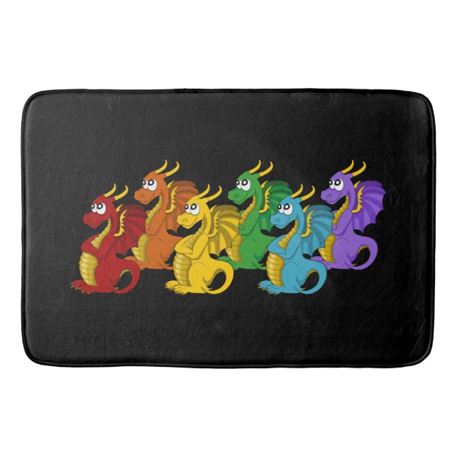 Regenbogenfarbene Drachen Cartoon  Badematte (Vorderseite)