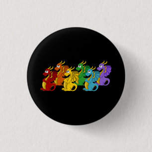 Regenbogenfarbene Drachen Cartoon  Button