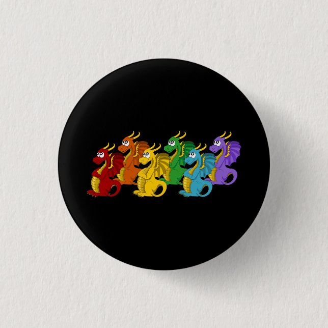 Regenbogenfarbene Drachen Cartoon  Button (Vorderseite)