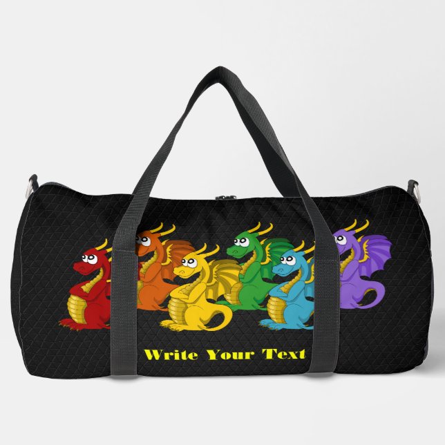 Regenbogenfarbene Drachen Cartoon  Duffle Bag (Vorderseite)