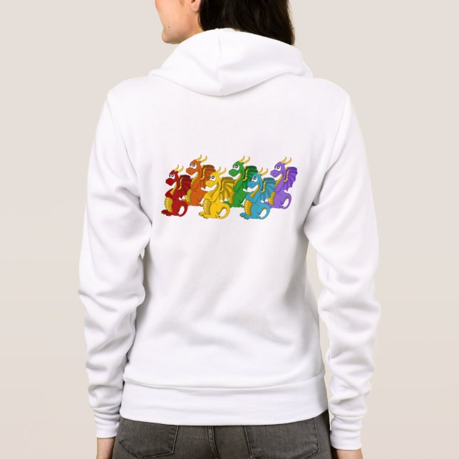 Regenbogenfarbene Drachen Cartoon Hoodie (Rückseite)