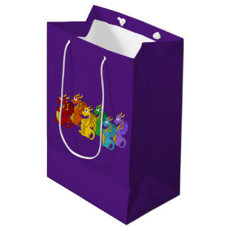 Regenbogenfarbene Drachen Cartoon Mittlere Geschenktüte