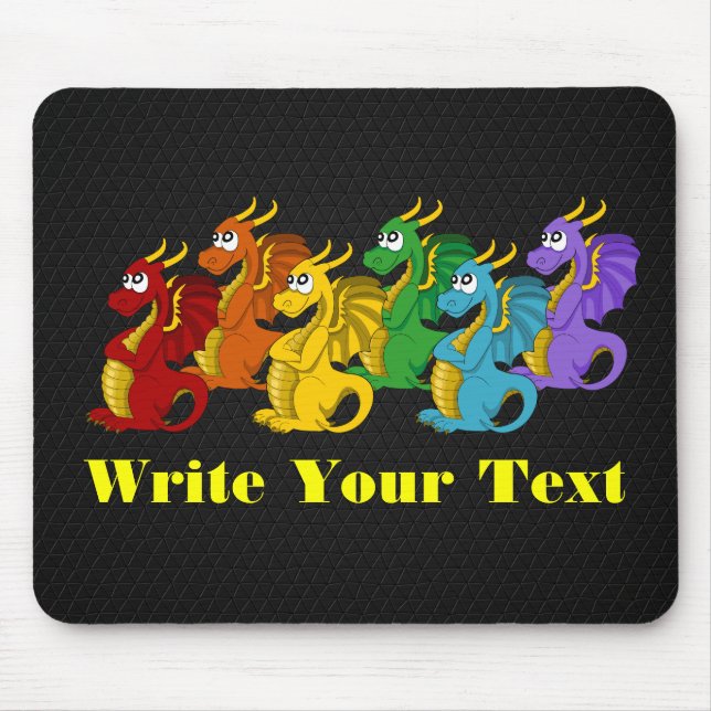 Regenbogenfarbene Drachen Cartoon Mousepad (Vorne)